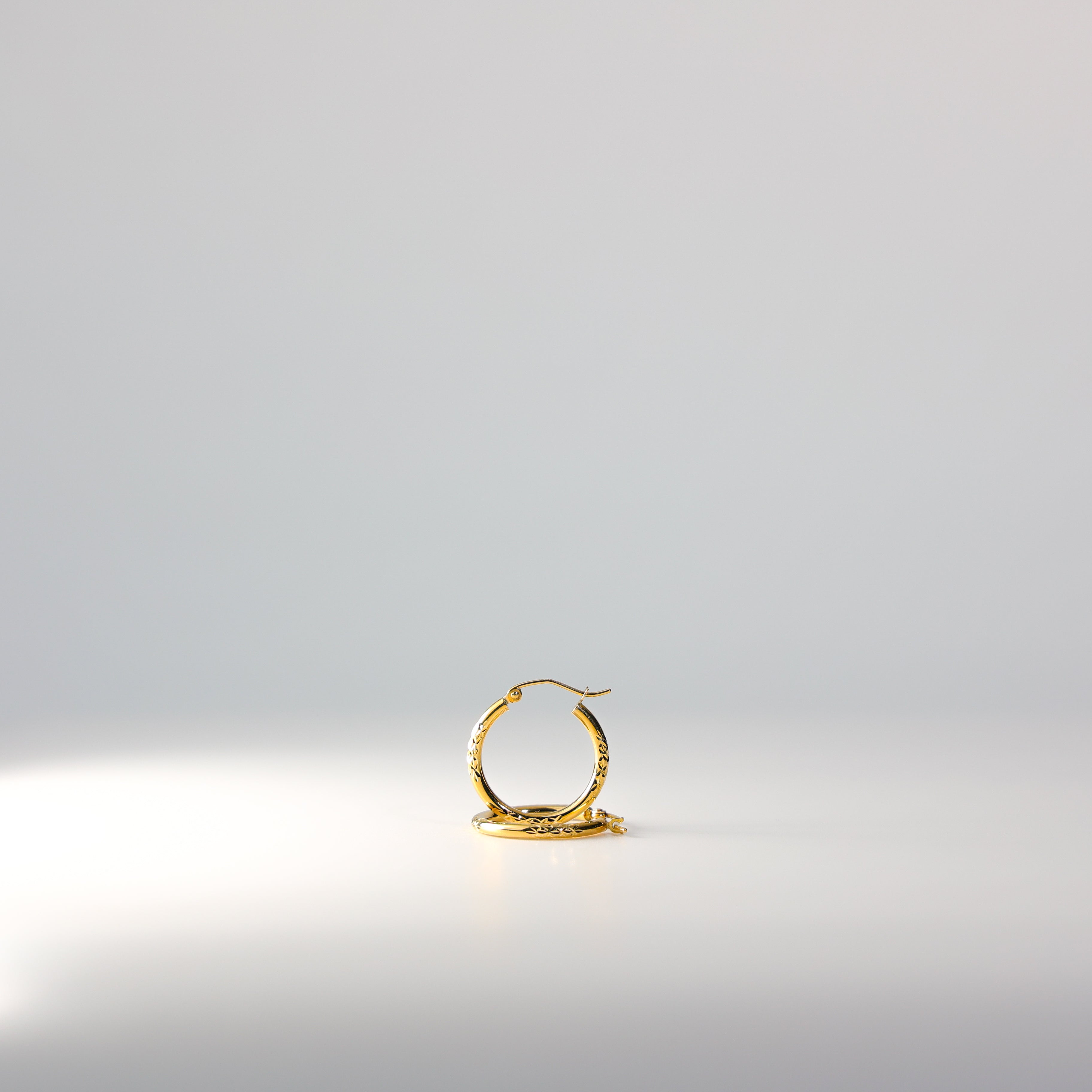 Gold Diamond Cut Huggie Hoop Earrings 20MM Wide Model-0973 - Charlie & Co. Jewelry