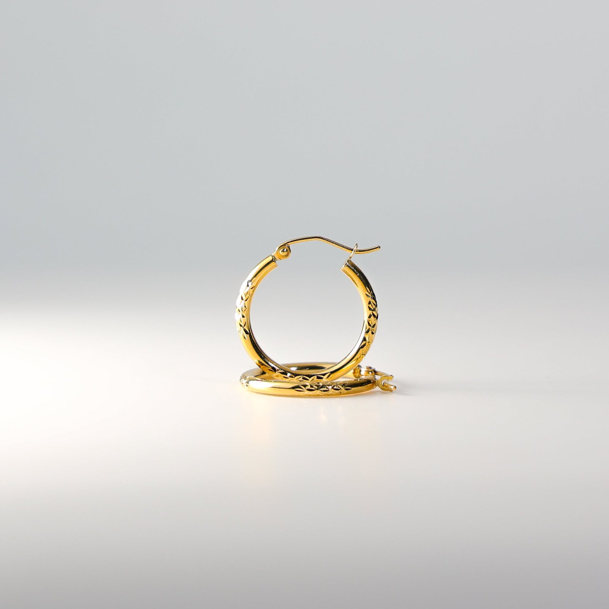 Gold Diamond Cut Huggie Hoop Earrings 20MM Wide Model-0973 - Charlie & Co. Jewelry