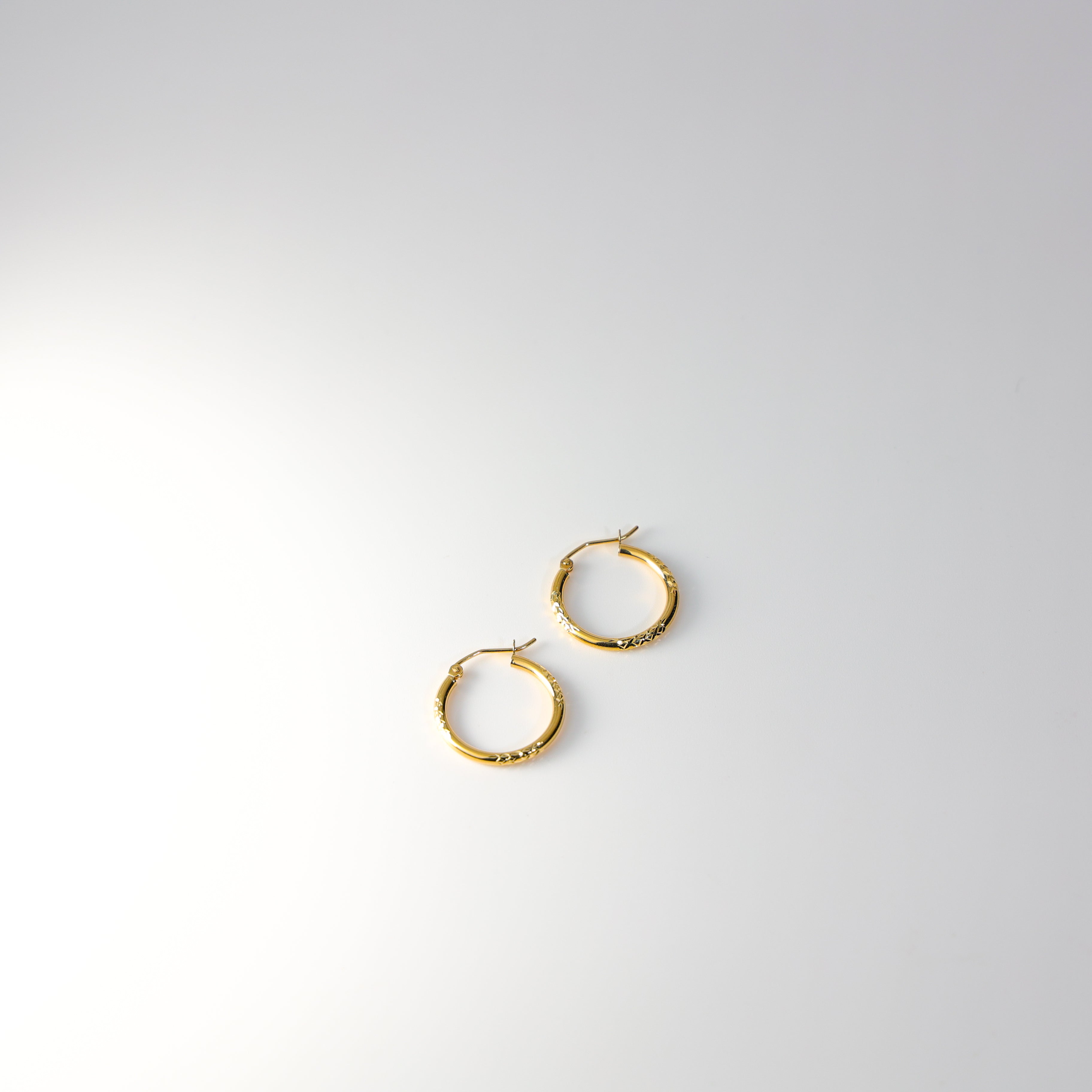 Gold Diamond Cut Huggie Hoop Earrings 20MM Wide Model-0973 - Charlie & Co. Jewelry