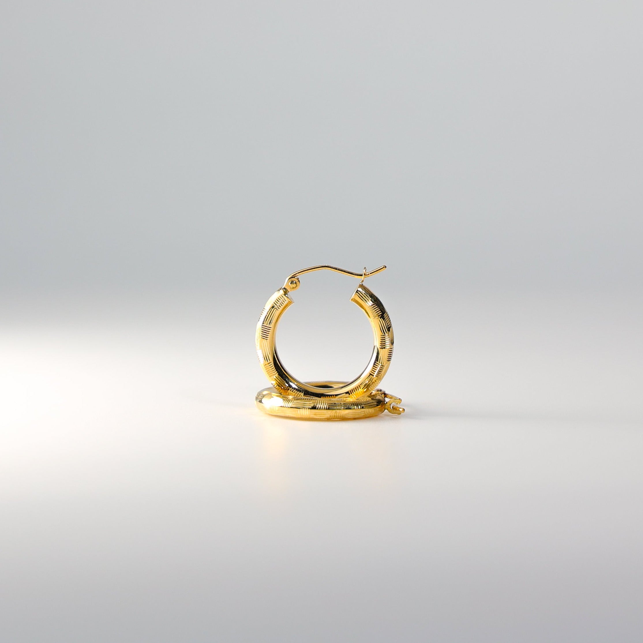 Gold Diamond Cut Huggie Hoop Earrings 20mm Wide Model-1012 - Charlie & Co. Jewelry