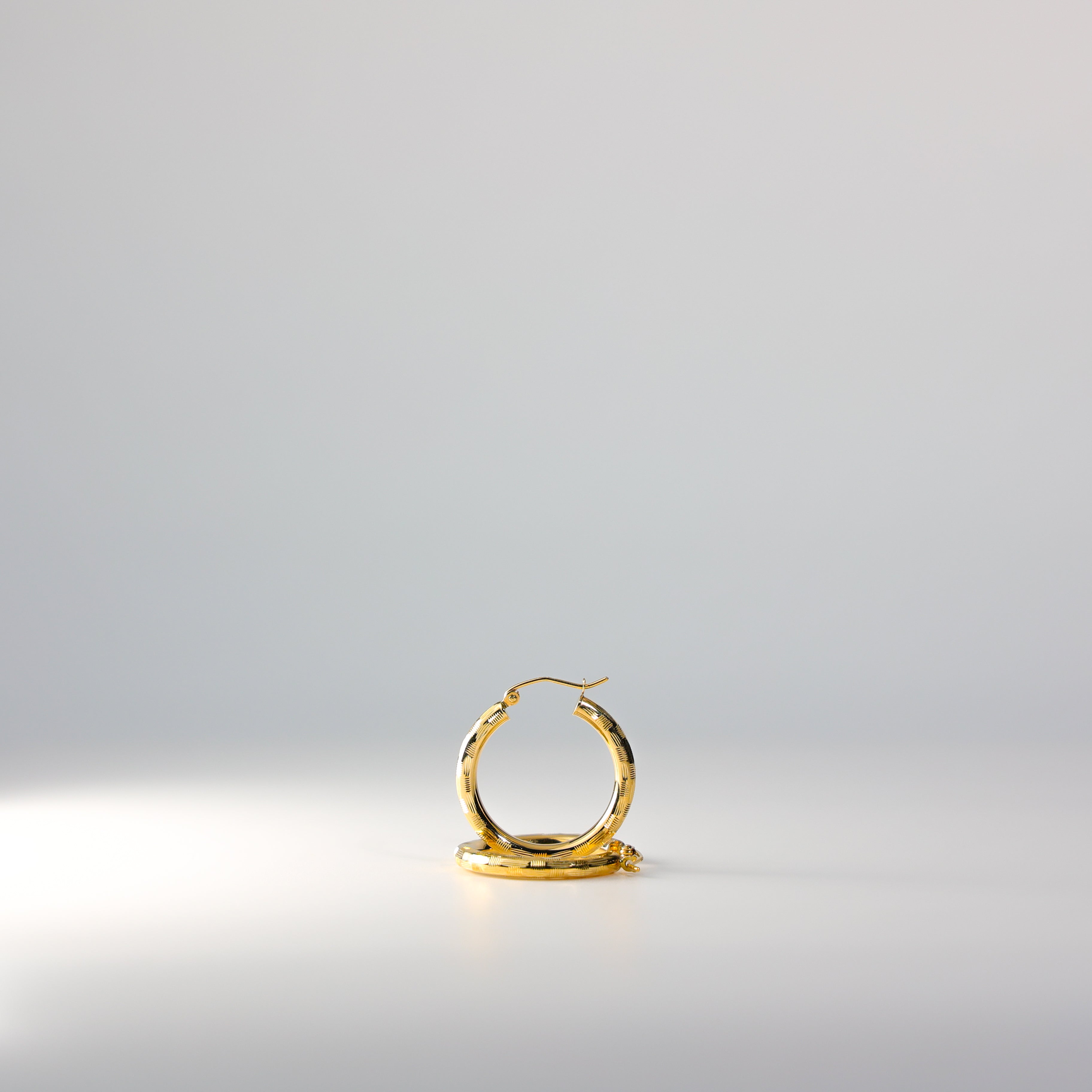 Gold Diamond Cut Huggie Hoop Earrings 25MM Wide Model-1013 - Charlie & Co. Jewelry