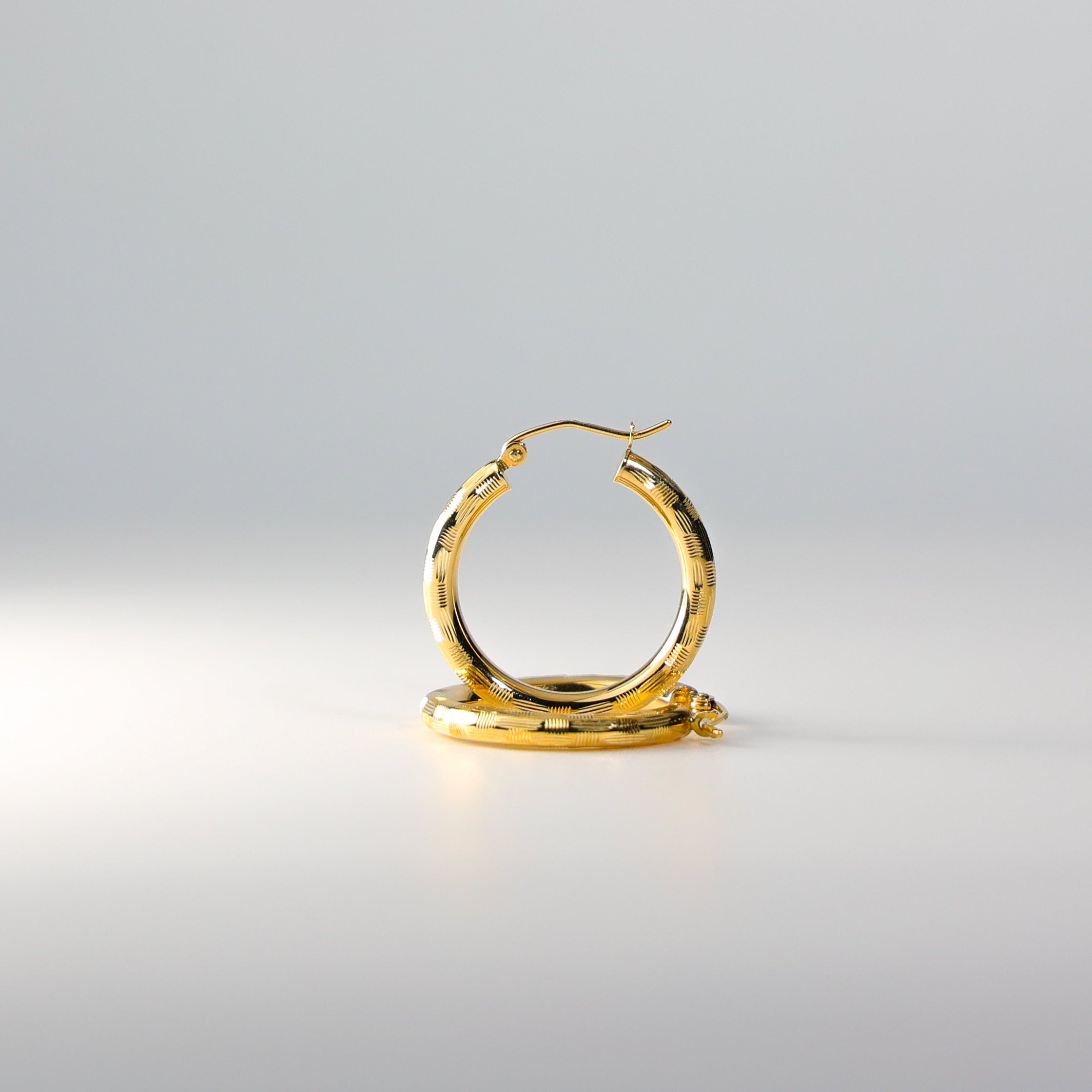 Gold Diamond Cut Huggie Hoop Earrings 25MM Wide Model-1013 - Charlie & Co. Jewelry