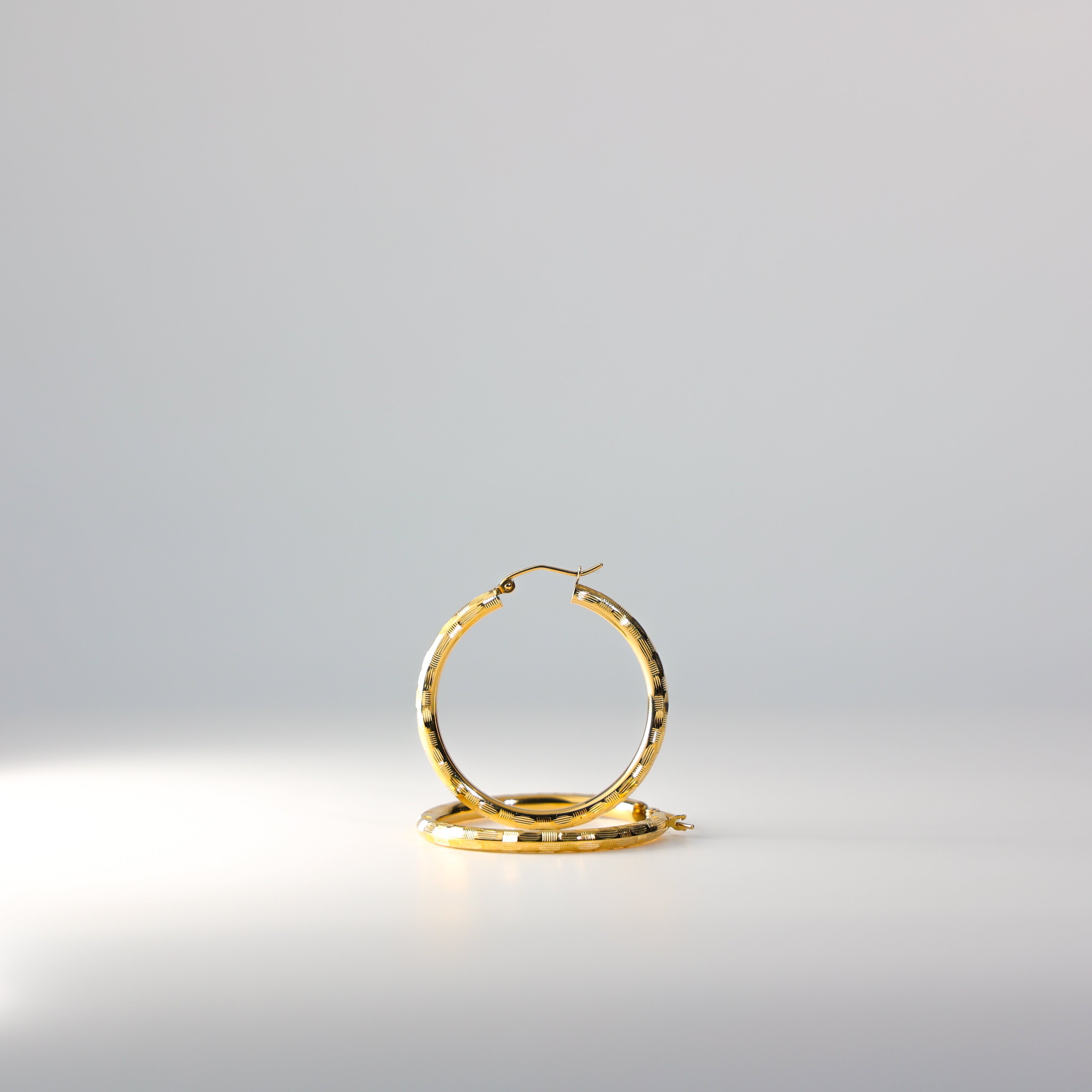 Gold Diamond Cut Hoop Earrings 30 MM Wide Model-1014 - Charlie & Co. Jewelry
