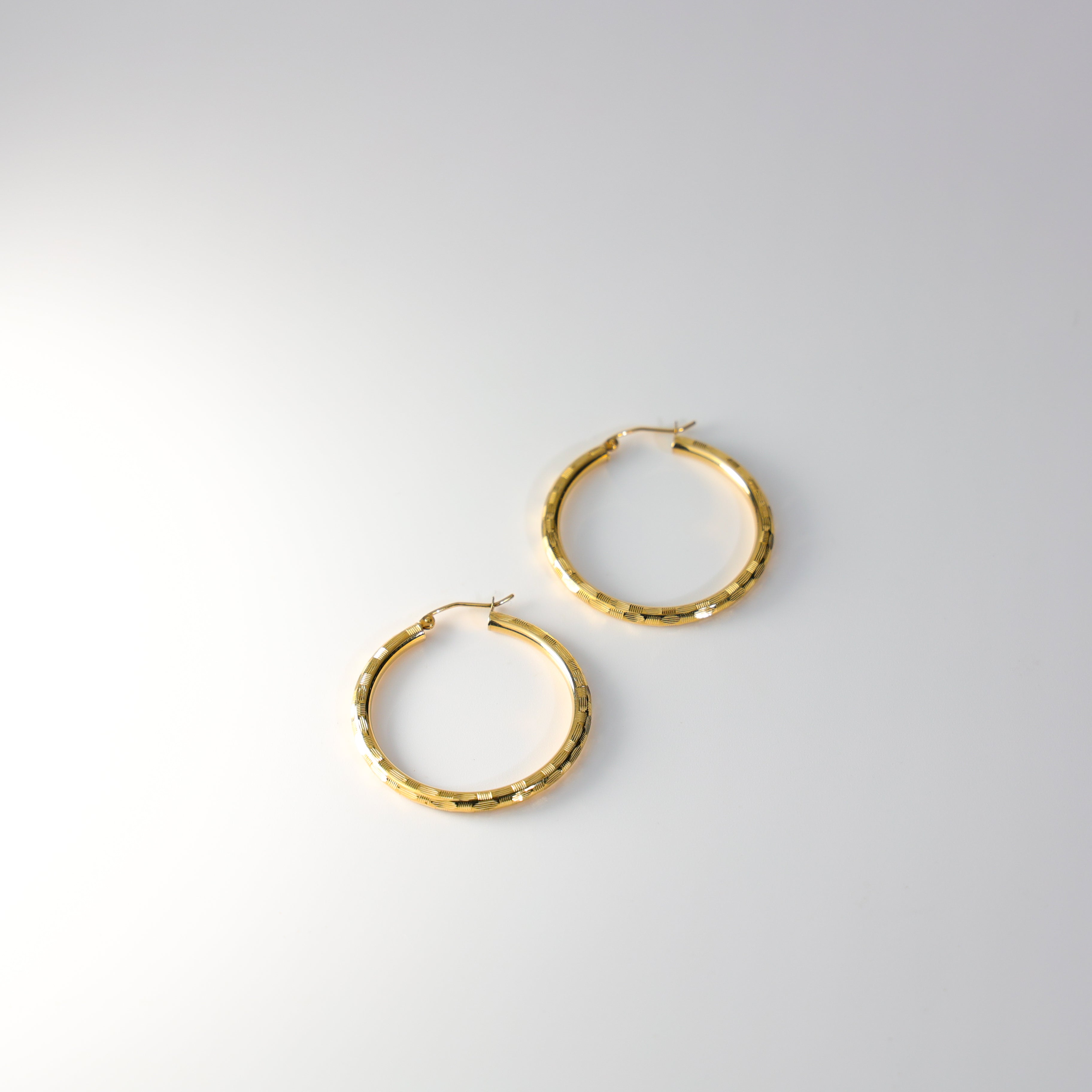 Gold Diamond Cut Hoop Earrings 30 MM Wide Model-1014 - Charlie & Co. Jewelry