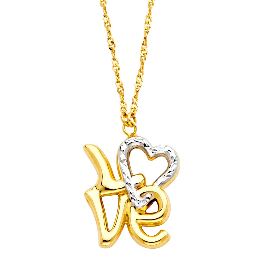 Gold Love Heart Charm Necklace Model-NK0145 - Charlie & Co. Jewelry