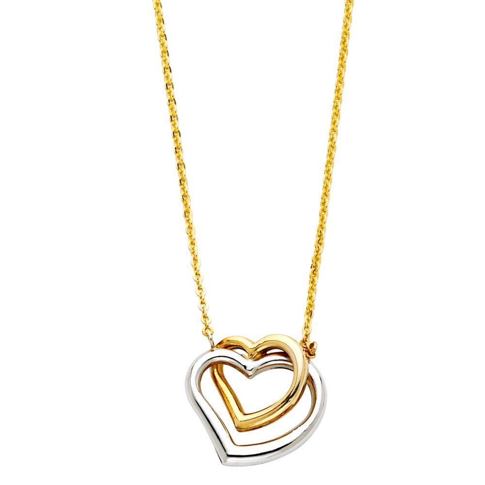 Gold Double Heart Necklace Model-NK0149 - Charlie & Co. Jewelry