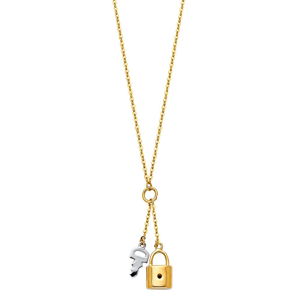 Gold Lock And Key Charm Necklace Model-NK0223 - Charlie & Co. Jewelry