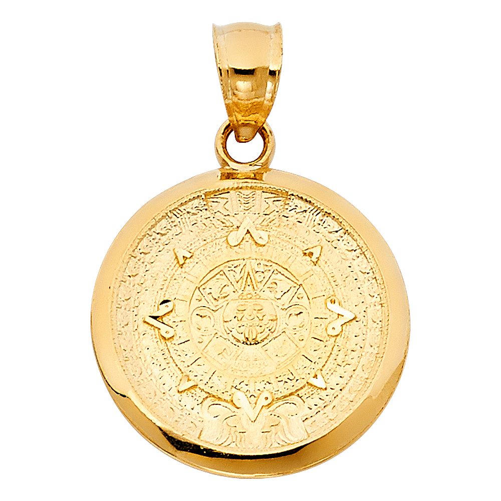 Gold Calendario Azteca Pendant Model-1565 - Charlie & Co. Jewelry