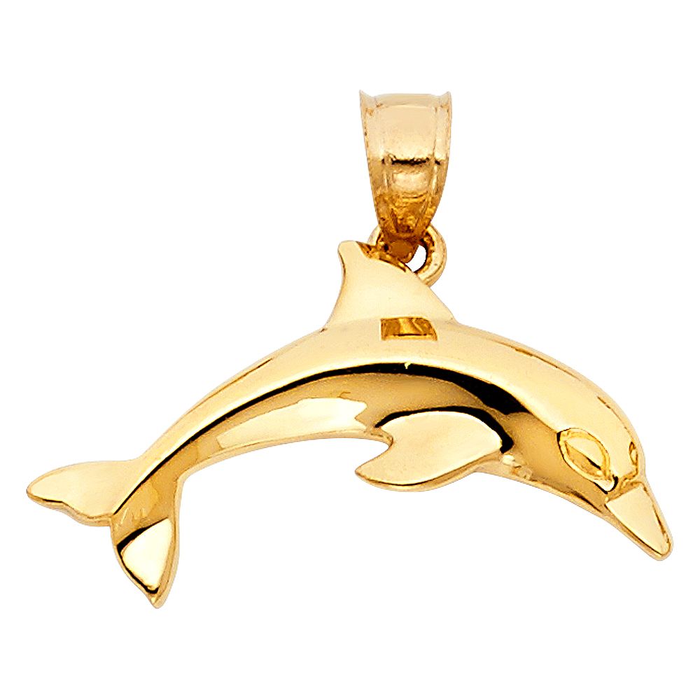 Gold Dolphin Pendant Model-1669 - Charlie & Co. Jewelry