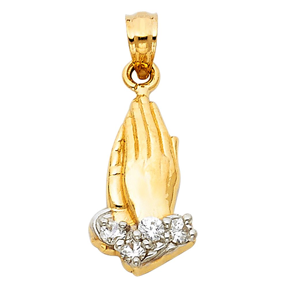 Gold Praying Hand Pendant Model-0088 - Charlie & Co. Jewelry