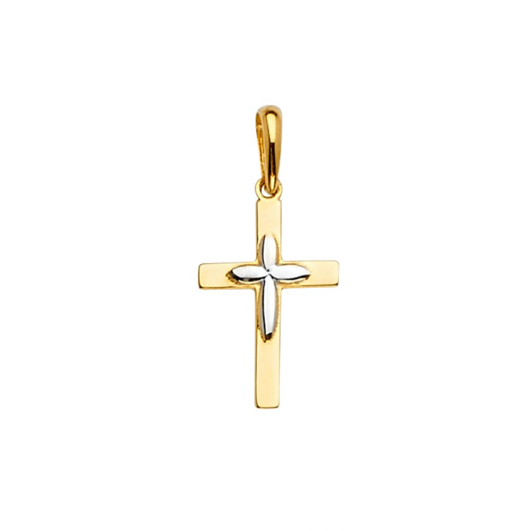 Two Tones Cross Pendant Model-2226 - Charlie & Co. Jewelry