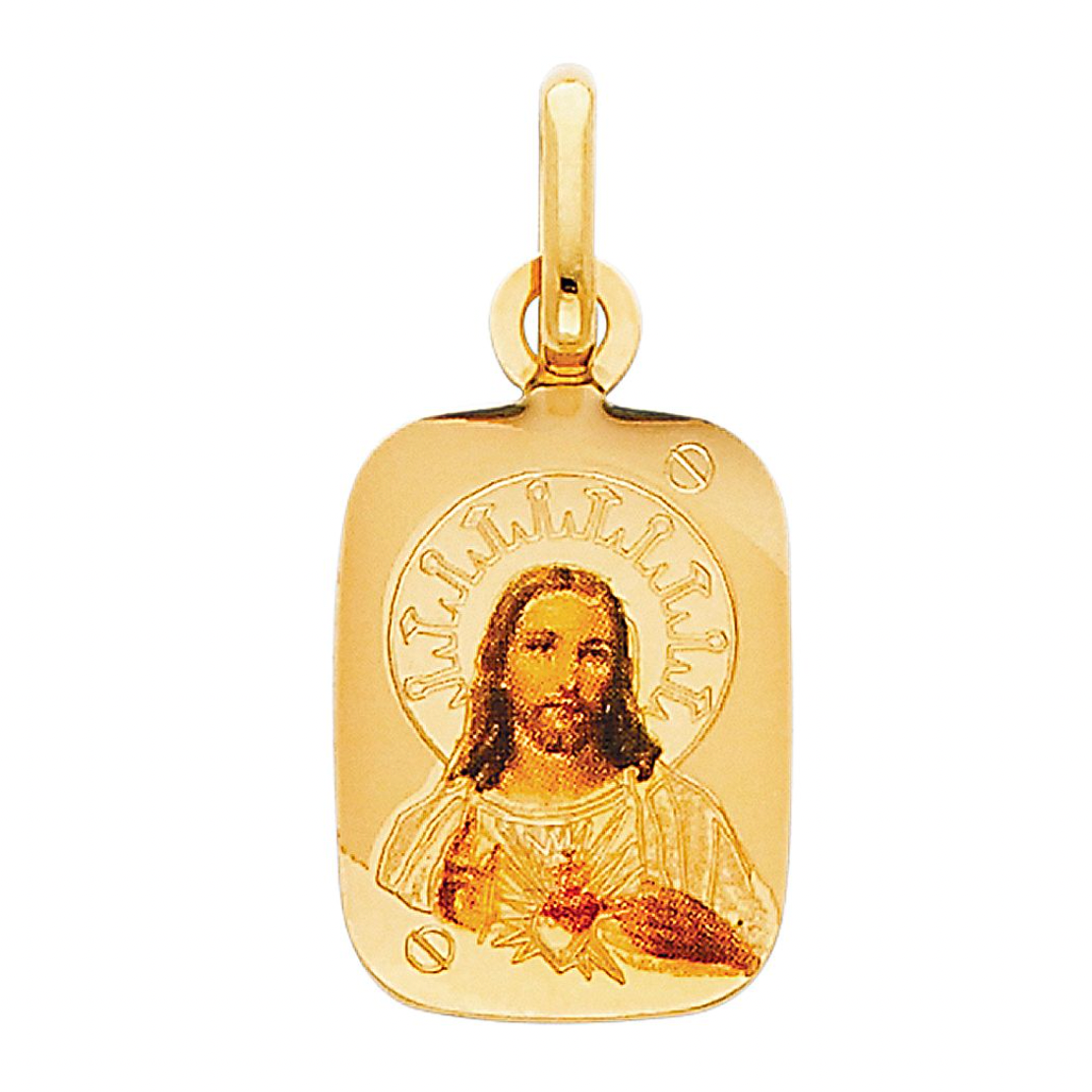Gold Jesus Heart Enamel Plate Pendant Model-0176 - Charlie & Co. Jewelry