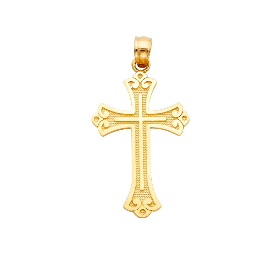 Gold Budded Cross Pendant Model-0128 - Charlie & Co. Jewelry