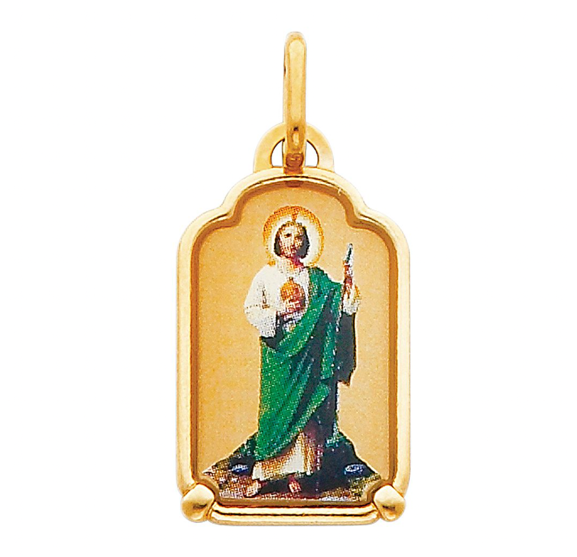Gold St. Jude Enamel Plate Pendant Model-0168 - Charlie & Co. Jewelry