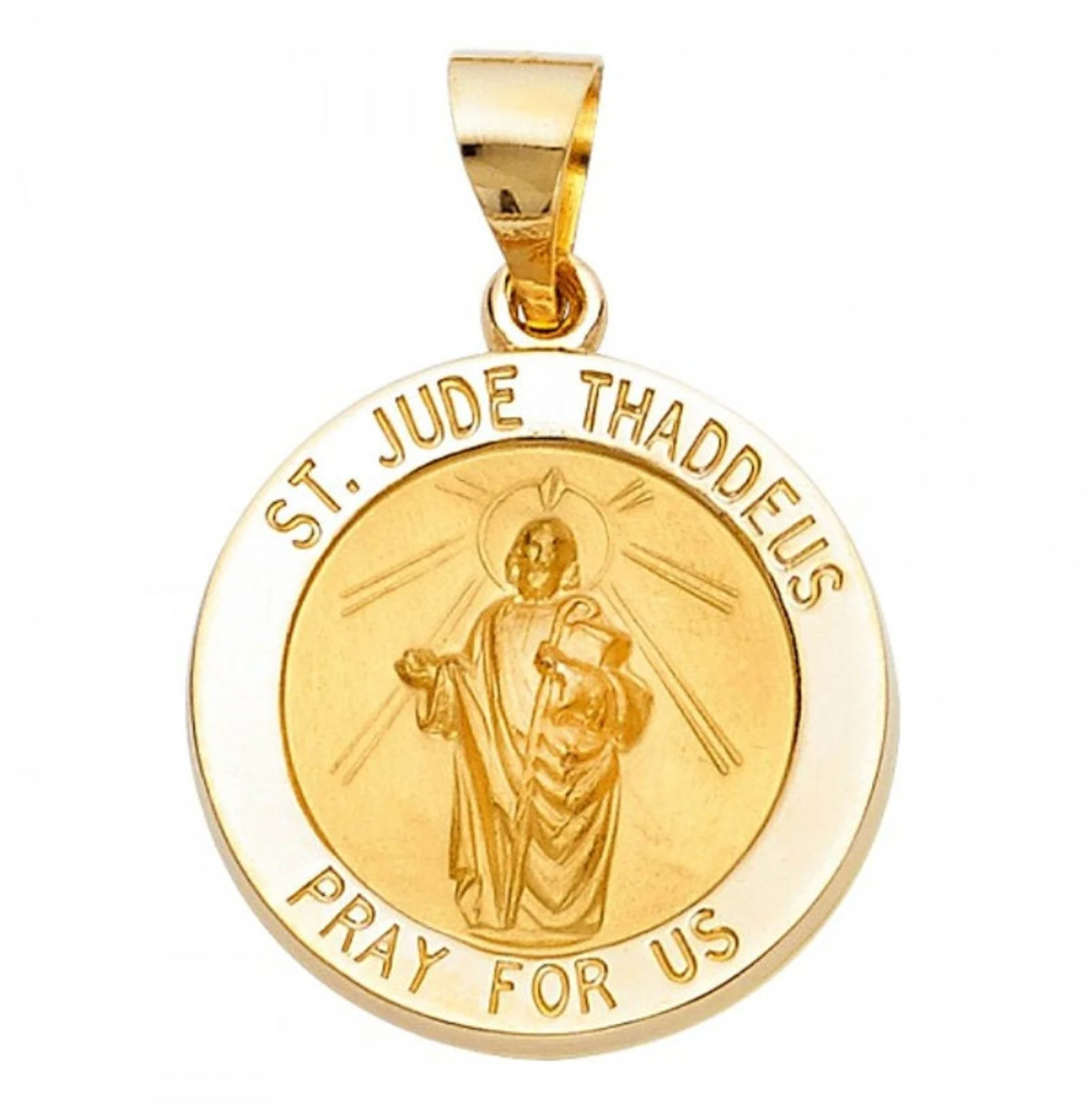 Gold St. Jude Round Medal Pendant Model-1246 - Charlie & Co. Jewelry