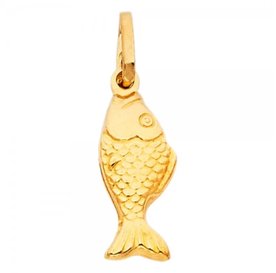 Gold Fish Horn Pendant Model-489 - Charlie & Co. Jewelry