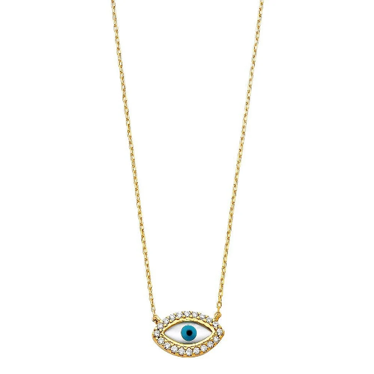 14K Gold Evil Eye Necklace Model-NK0228 - Charlie & Co. Jewelry