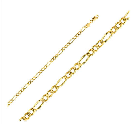 Gold 4mm Solid Figaro Chain Model-0353 - Charlie & Co. Jewelry