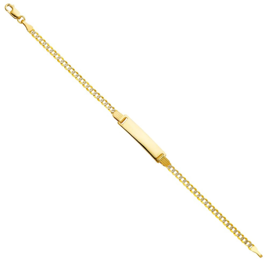 Gold ID Bracelet 2.5MM Cuban Link Chain Diamond Cut Model-AB110 - Charlie & Co. Jewelry