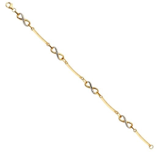 14K Gold Infinity Charms Bracelet Model-AB0684 - Charlie & Co. Jewelry