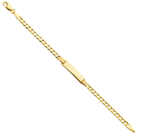 14K Gold ID Bracelet 4MM Cuban Link Model-AB232 - Charlie & Co. Jewelry