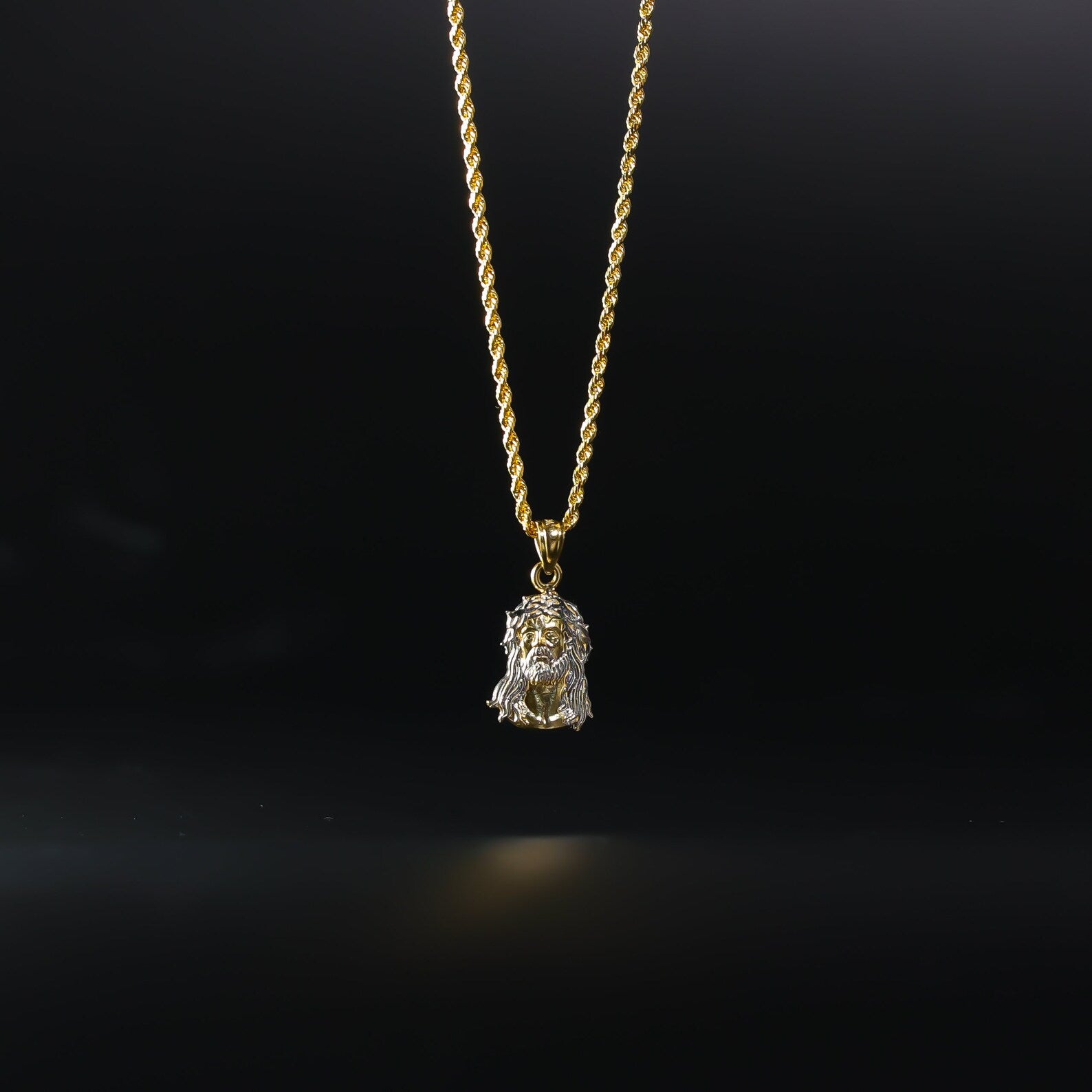 Solid Two-Tone Color Gold Jesus Pendant - Charlie & Co. Jewelry