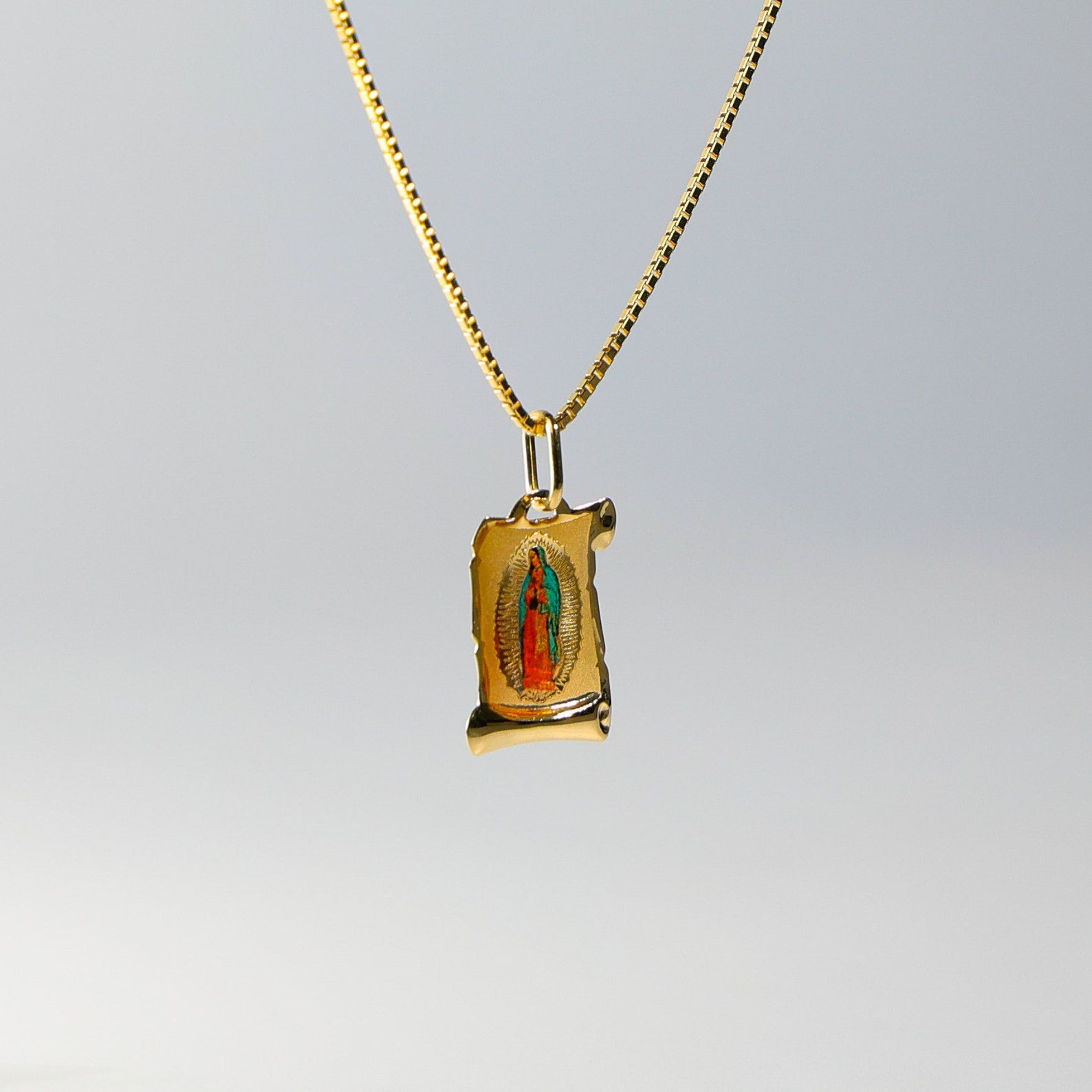 Gold Virgin Mary Enamel Plate Pendant Model-0152 - Charlie & Co. Jewelry
