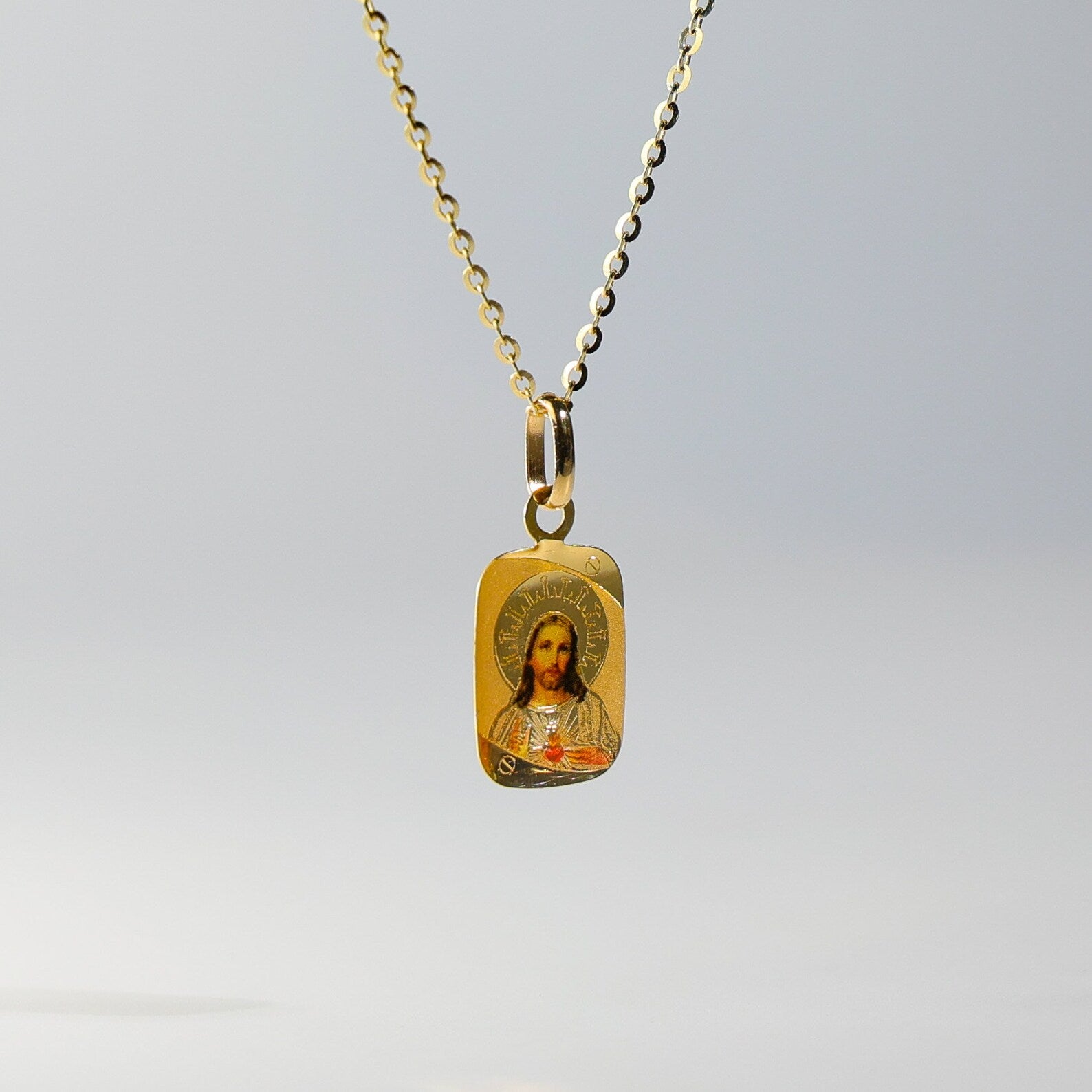 Gold Jesus Heart Enamel Plate Pendant Model-0176 - Charlie & Co. Jewelry