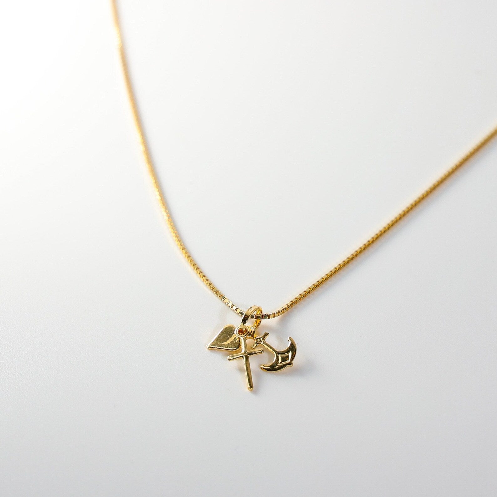 Gold Faith, Hope, Charity Pendant Model-462 - Charlie & Co. Jewelry