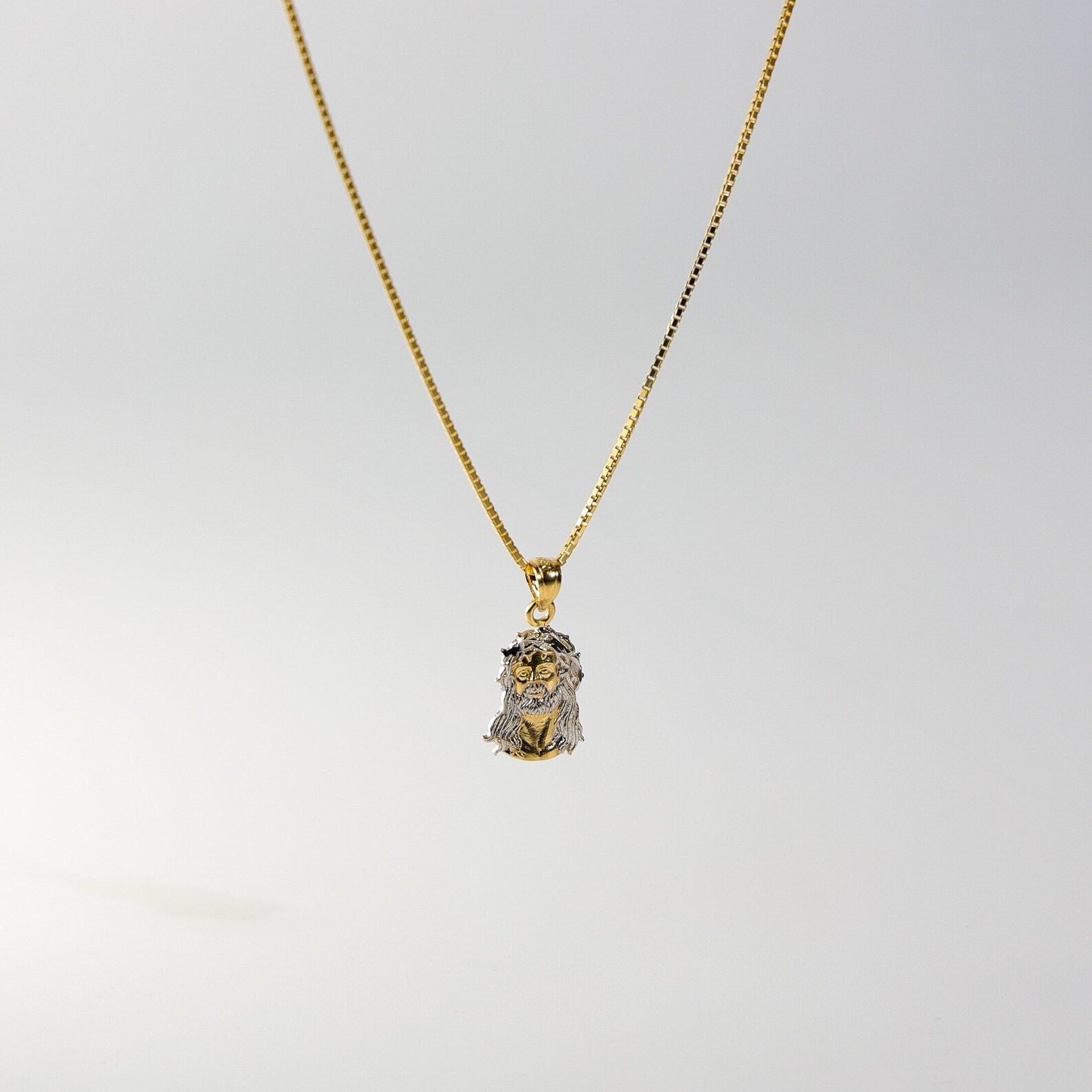Solid Two-Tone Color Gold Jesus Pendant - Charlie & Co. Jewelry