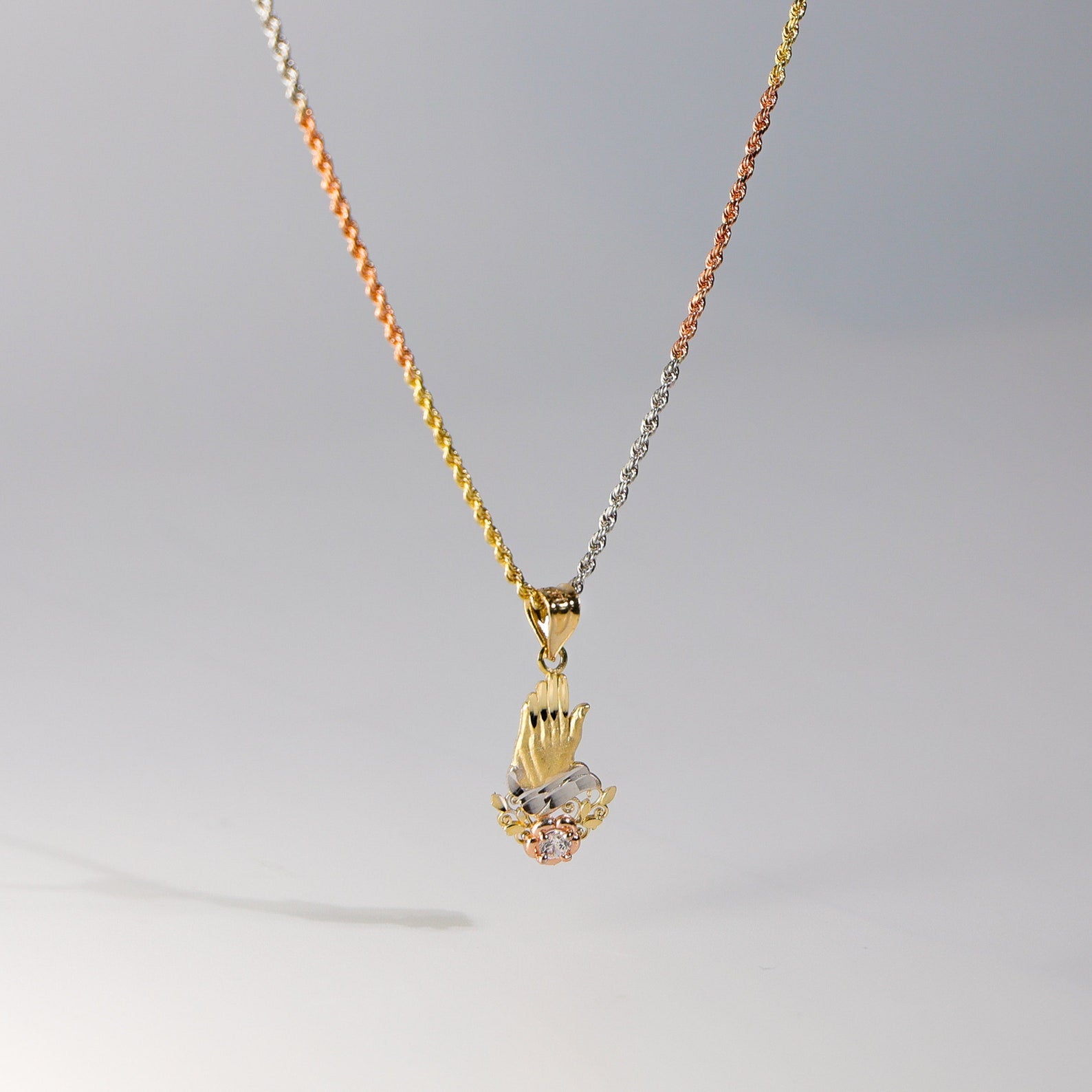 Gold Praying Hand Pendant Model-0094 - Charlie & Co. Jewelry