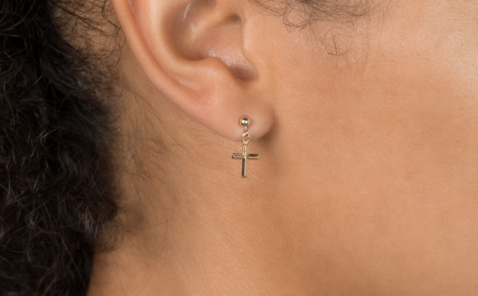 Gold Cross post earrings
