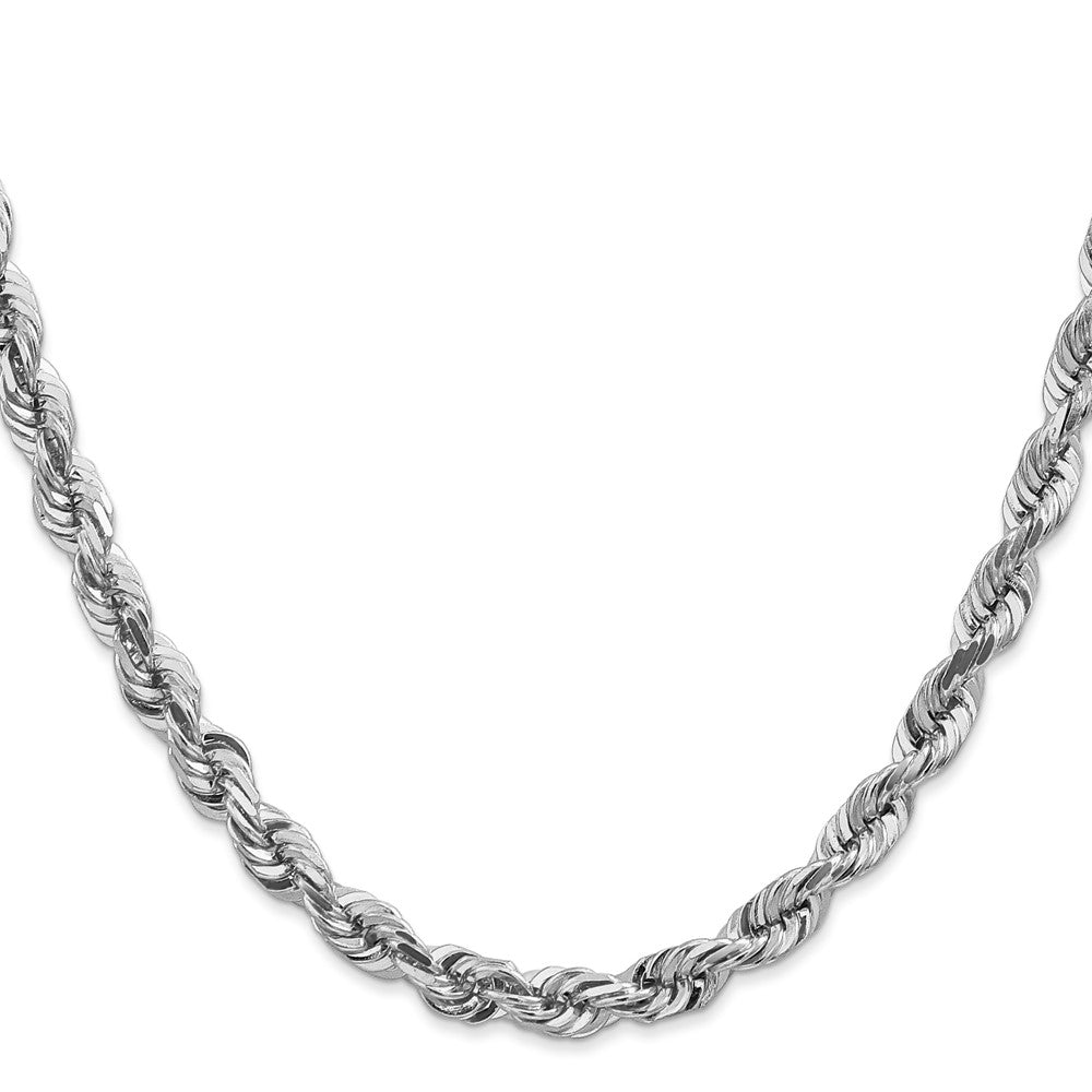 Charlie & Co Jewelry | 14k White Gold 8 Inch 5.5mm Diamond-cut Rope With Lobster Clasp Chain - Model 040W