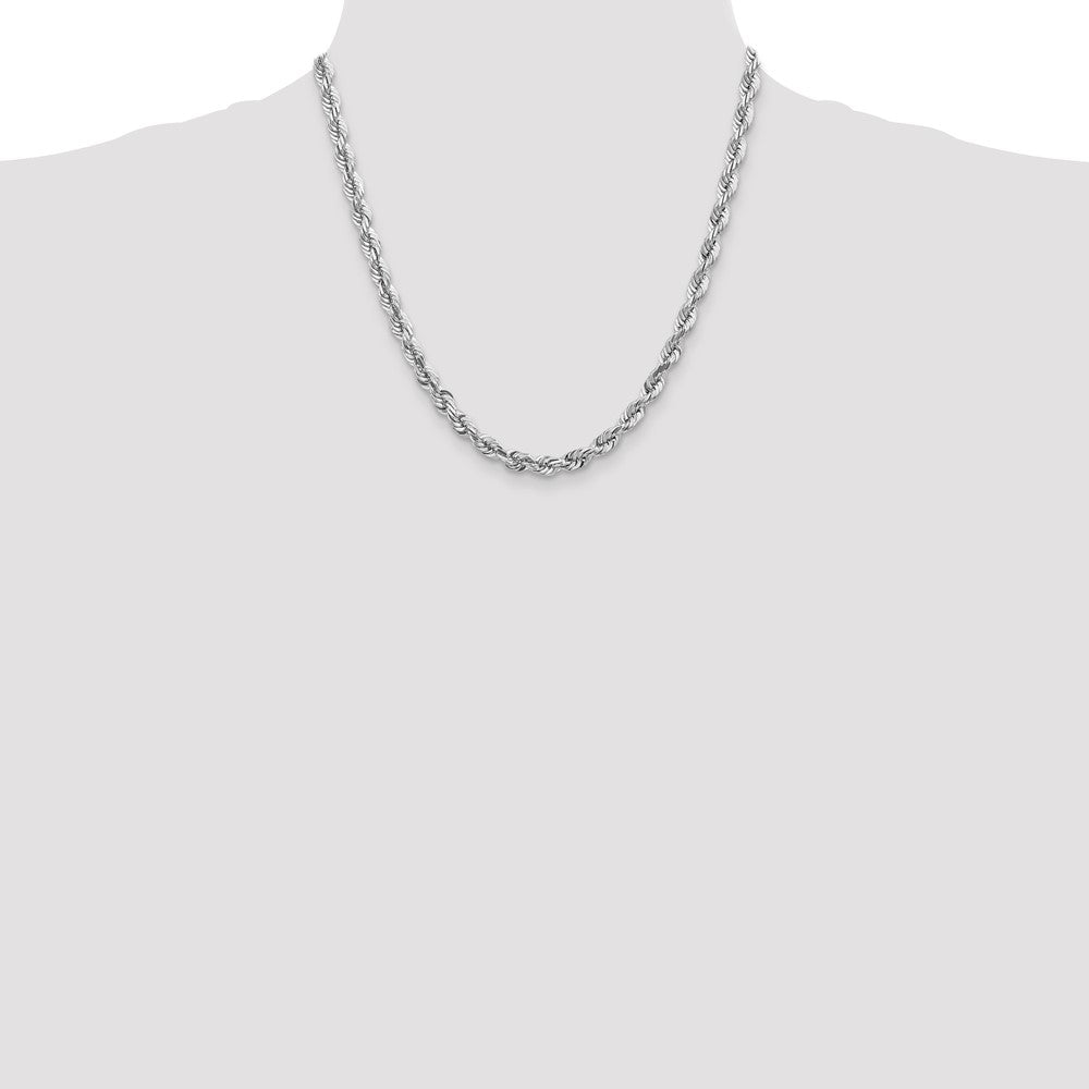 Charlie & Co Jewelry | 14k White Gold 8 Inch 5.5mm Diamond-cut Rope With Lobster Clasp Chain - Model 040W