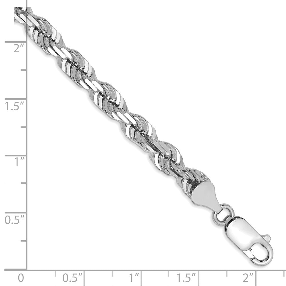 Charlie & Co Jewelry | 14k White Gold 8 Inch 5.5mm Diamond-cut Rope With Lobster Clasp Chain Bracelet - Model 040W