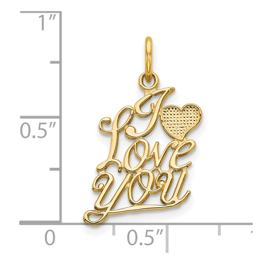 10K Gold 'I LOVE YOU' Script Charm with Heart - Charlie & Co. Jewelry