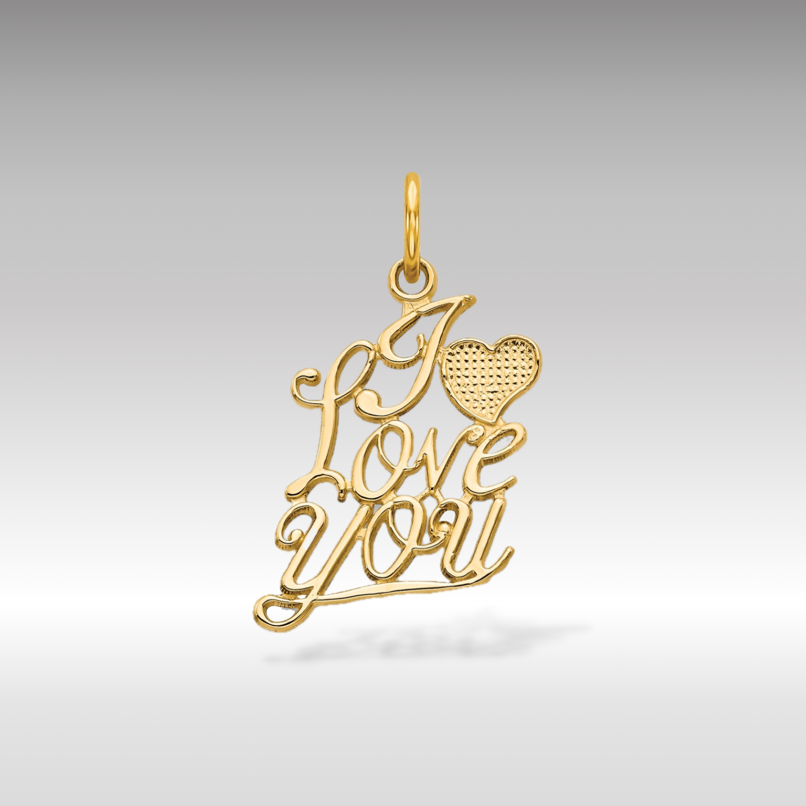 10k Gold I Love You Charm With Pink Gold Butterfly - Diamond Cut Edges