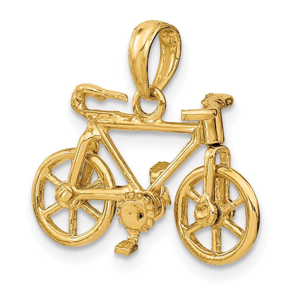 Gold 3D Moveable Bicycle Charm Model-D2945 - Charlie & Co. Jewelry