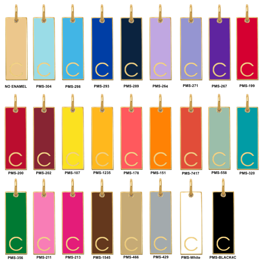 14k Yellow Gold Large Epoxy A-Z Initial Bar Charm - Model XNA1148Y