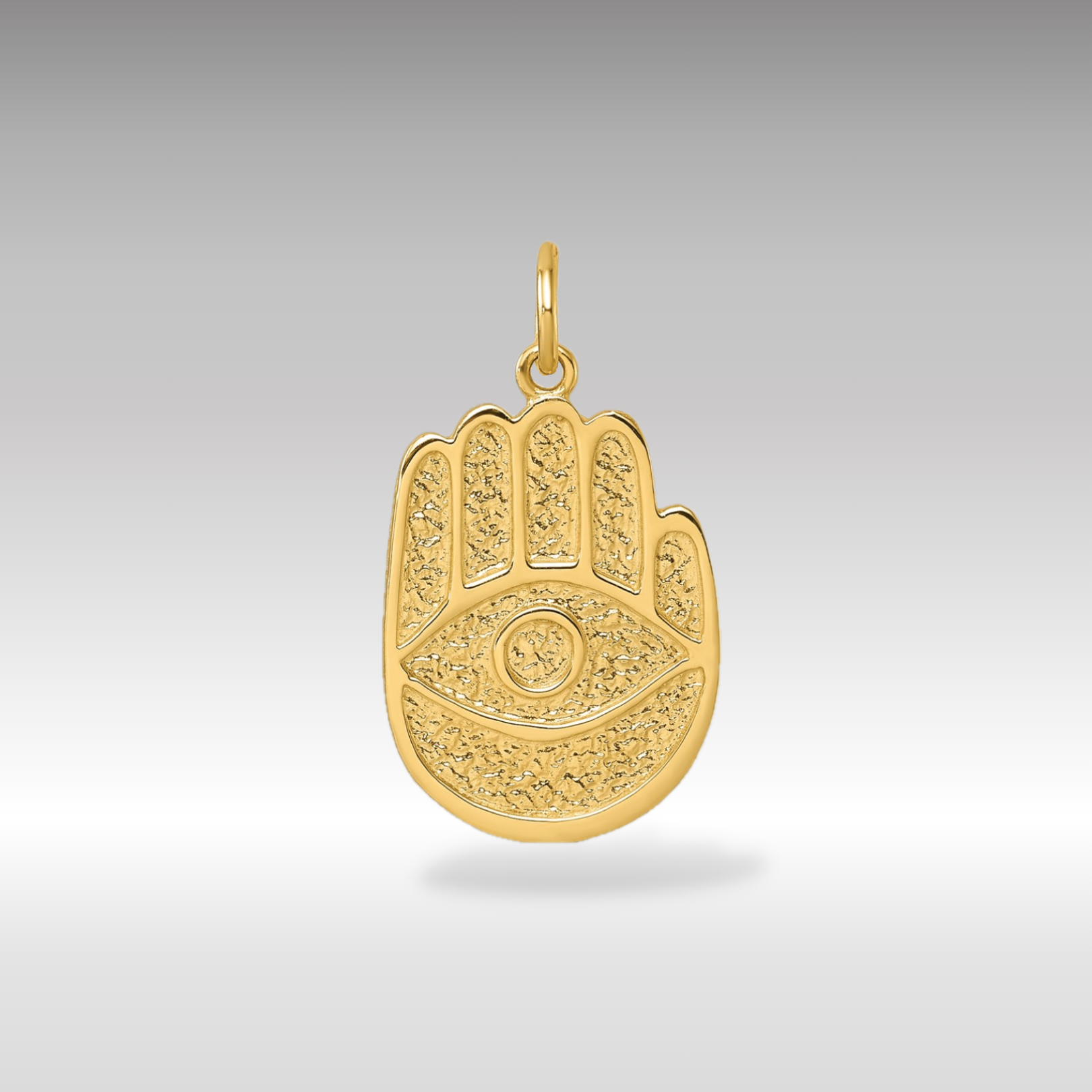 14K Gold Polished Hamsa Hand Pendant - Charlie & Co. Jewelry