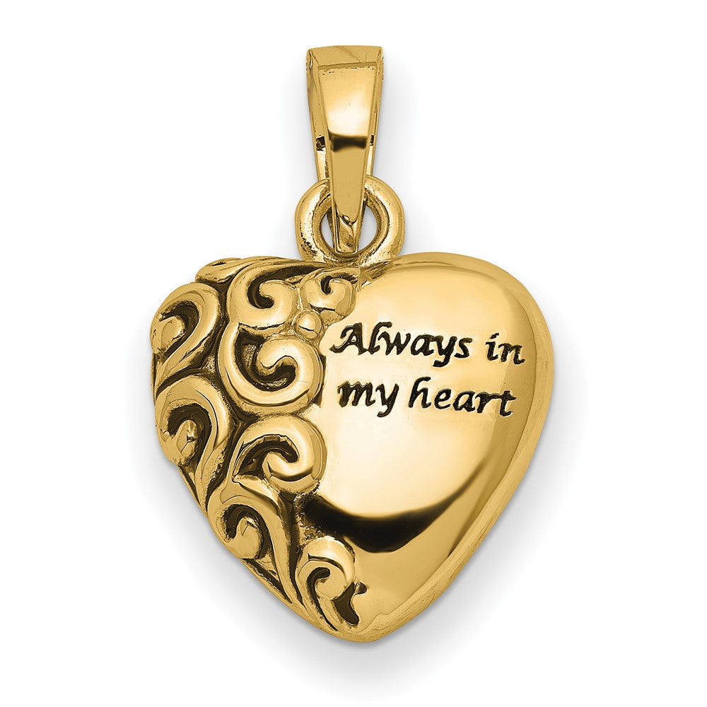 14K Gold Sentimental Expressions Heart Remembrance Ash Holder Necklace Pendant - Charlie & Co. Jewelry