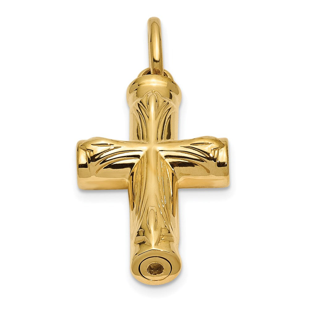 14K Gold Sentimental Expressions Cross Ash Holder Necklace Pendant - Charlie & Co. Jewelry