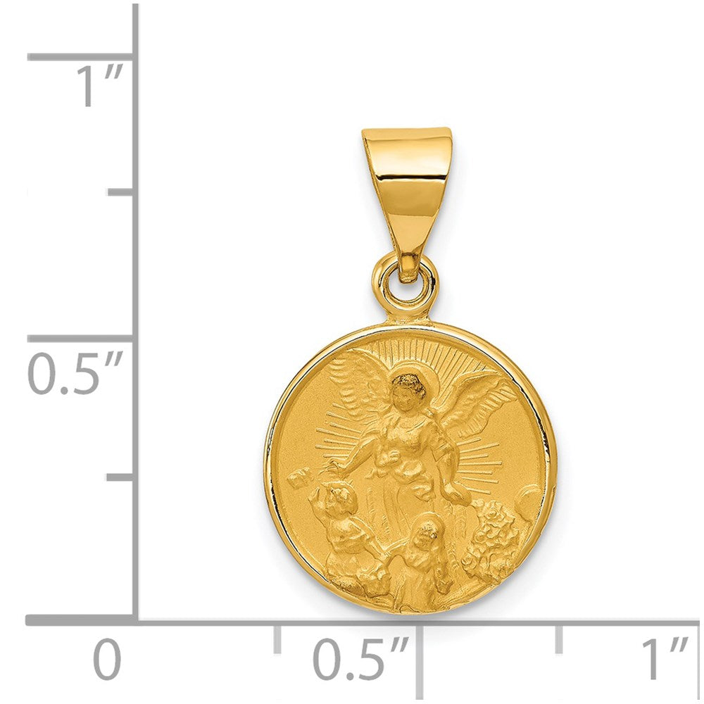 18K Gold Guardian Angel Solid Medal Charm - Charlie & Co. Jewelry