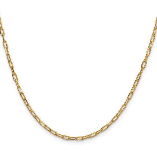 Gold Leslie's 14k 2.2 mm 18 Inches Semi-Solid Beveled Paperclip Chain Model-7329-18 - Charlie & Co. Jewelry