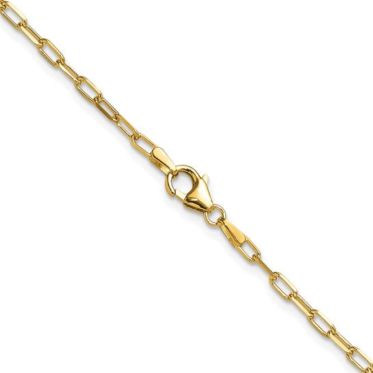 Gold Leslie's 14k 2.2 mm 18 Inches Semi-Solid Beveled Paperclip Chain Model-7329-18 - Charlie & Co. Jewelry