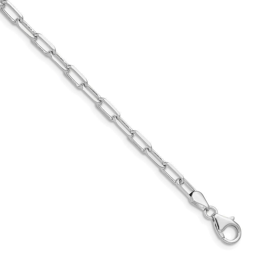 White Gold Leslie's 14k 3.5mm 8 Inches Solid Beveled Diamond Cut Paperclip Chain Bracelet Model-7357-8 - Charlie & Co. Jewelry