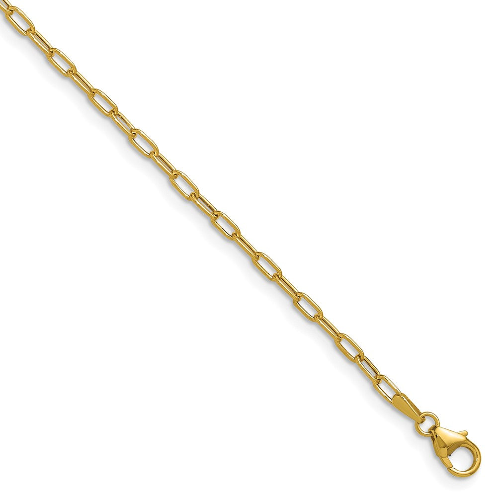 Gold Leslie's 14k 2.2mm 7 Inches Semi-Solid Paperclip Chain Bracelet Model-7358-7 - Charlie & Co. Jewelry