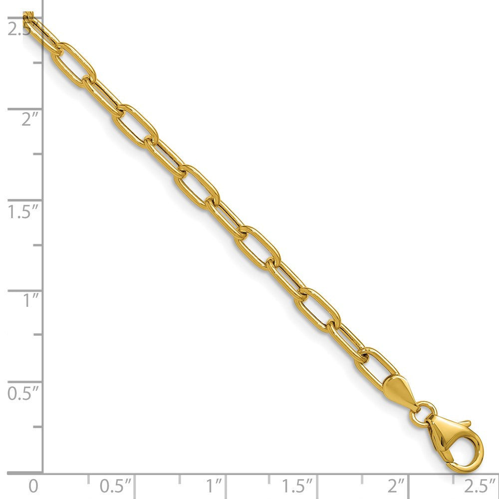 Gold Leslie's 14k 3.7mm 7 Inches Semi-Solid Paperclip Chain Bracelet Model-7360-7 - Charlie & Co. Jewelry