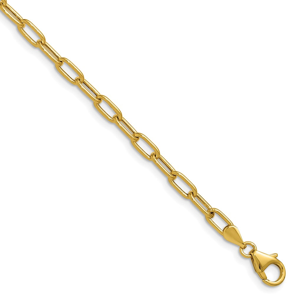 Gold Leslie's 14k 3.7mm 7 Inches Semi-Solid Paperclip Chain Bracelet Model-7360-7 - Charlie & Co. Jewelry