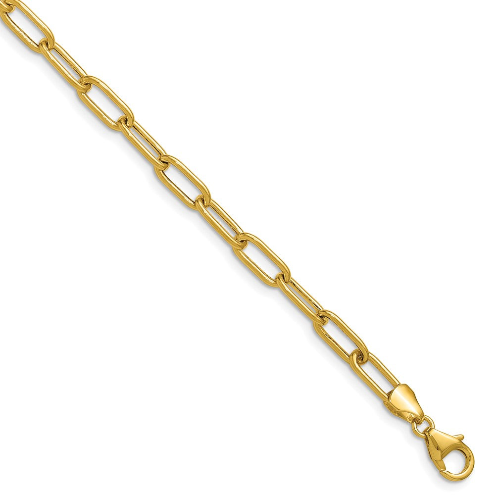 Gold Leslie's 14k 4.5mm 8 Inches Semi-Solid Paperclip Chain Bracelet Model-7361-8 - Charlie & Co. Jewelry